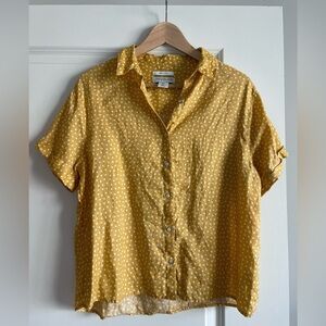 Rachel Zoe polka dot linen button down blouse — size S